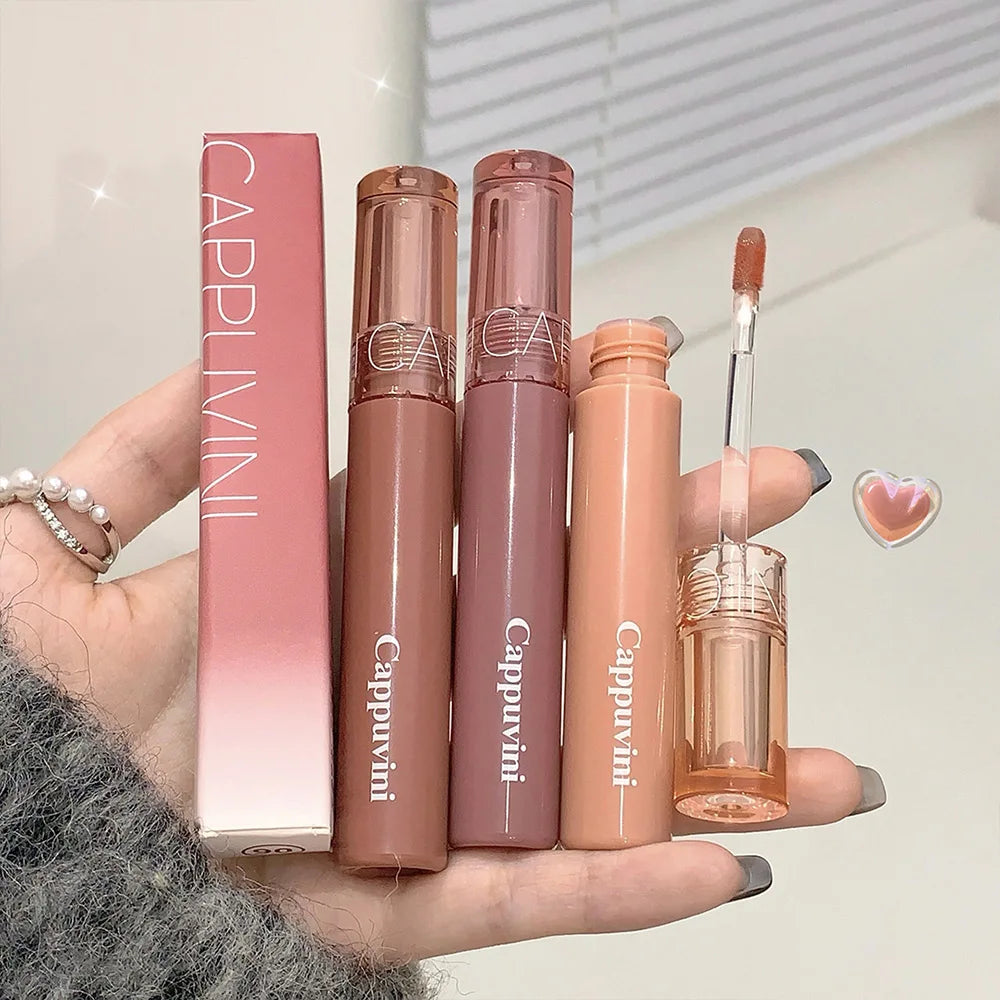 Cappuvini Jelly Mirror Lip Glaze Water Light Moisturizing Lip Gloss Long-lasting Makeup Lipstick
