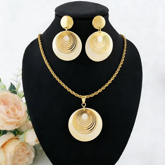 Dubai Jewelry Set For Women Gold Color Nigeria Luxury Necklace Earring Set Jewelry For Wedding Party Graduation Gift Trending